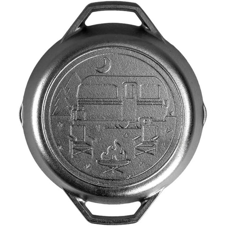 imageLodge Cast Iron Wanderlust Series Dual Handled Camper Pan 1025 inch
