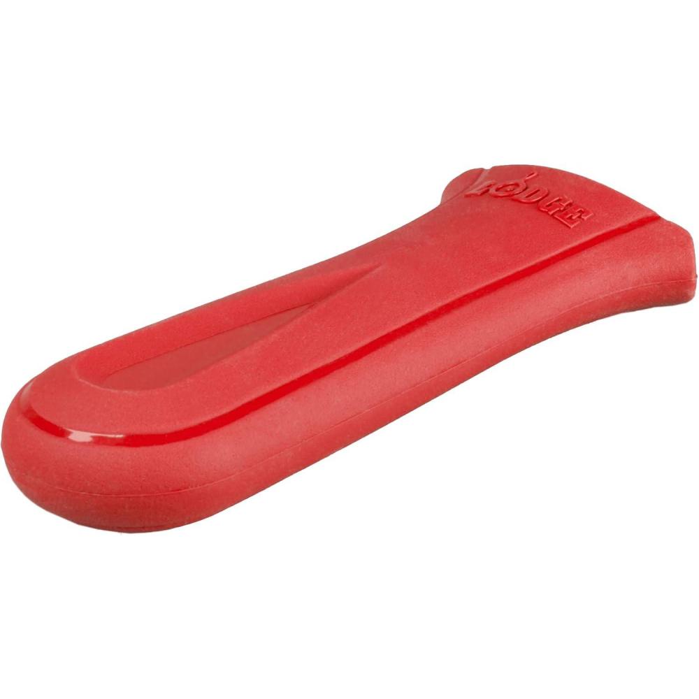 imageLodge Deluxe Silicone Hot Handle Holder  Dishwasher Safe Hot Handle Holder Designed for Lodge Cast Iron Skillets 9 Inches wKeyhole Handle  Reusable Heat Protection Up to 550  RedRed