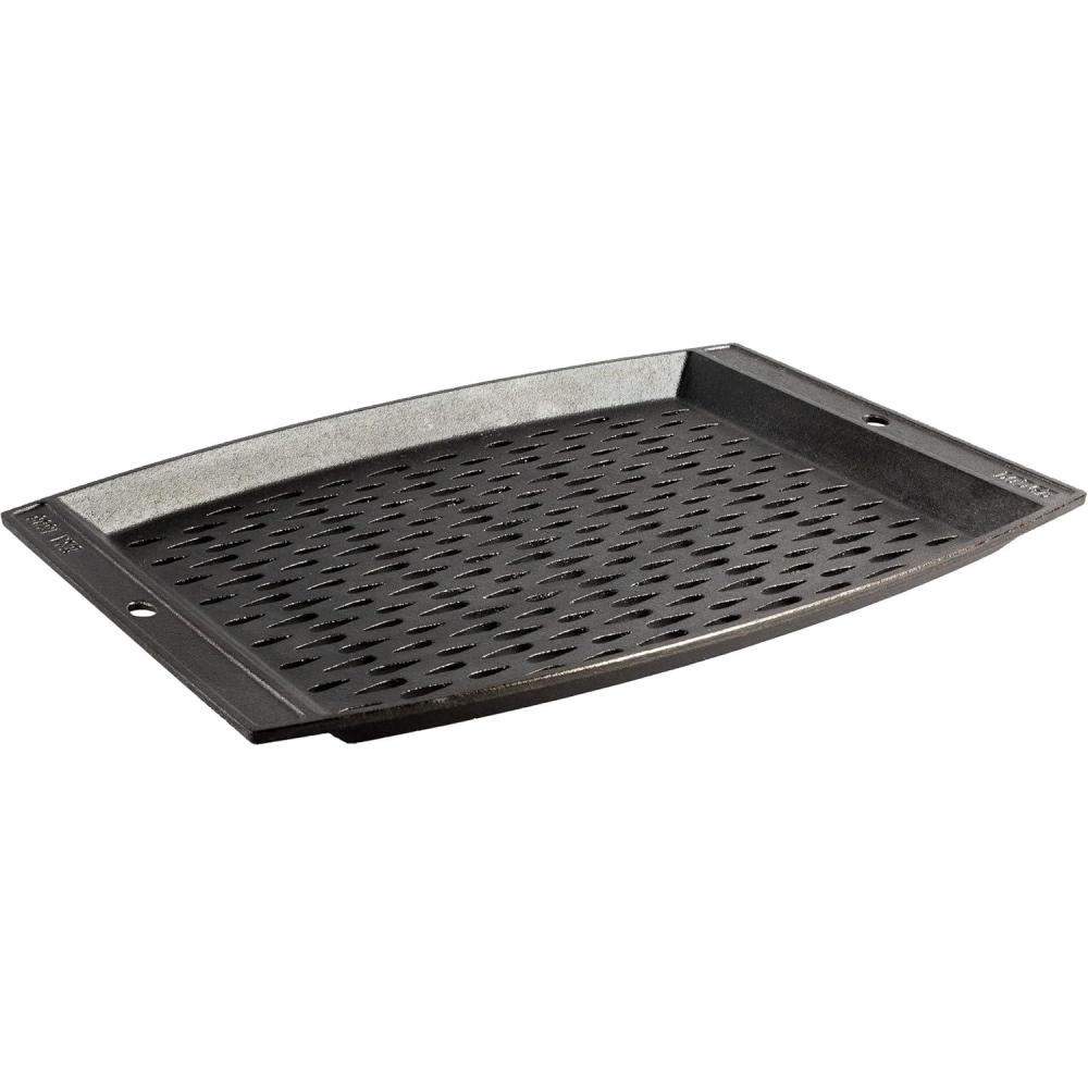 imageLodge PreSeasoned Cast Iron Rectangle Grill Topper  Use on the Grill  Grilling Pan Designed to Protect Food from Falling Through the Grate  Cast Iron 15 Inch146 x 127 x 09