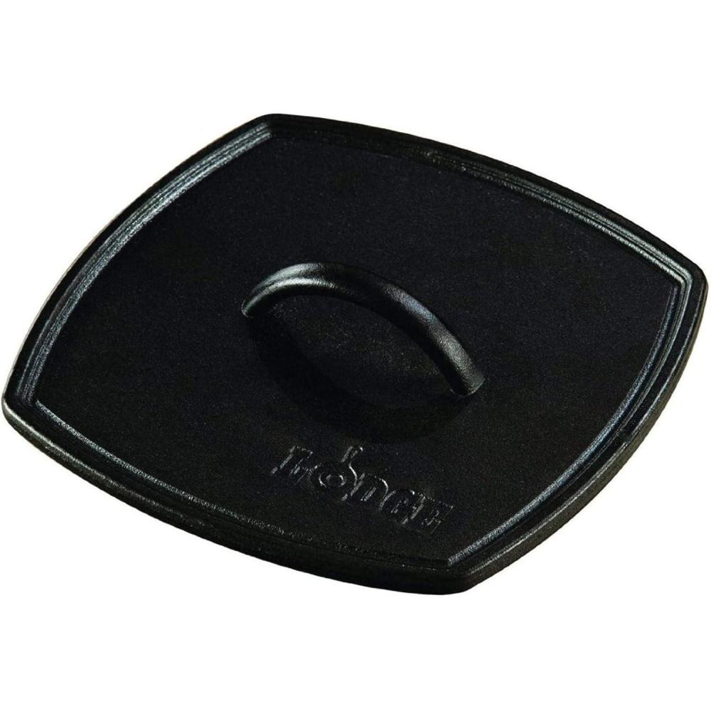 imageLodge PreSeasoned Round Cast Iron Press  Cast Iron Griddle Press for a RestaurantQuality Sear  Unparalleled Heat Retention  Use on the Stove or the Grill  625 Inch825 in