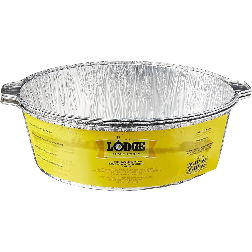 imageLodge Silver 12 Inch Aluminum Foil Dutch Oven Liner  100 Recyclable Dutch Oven Liner  Easy Camp Cooking Cleanup  12 Pack12 Inch