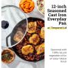 Lodge 12 Inch Cast Iron Everyday Pan – Chef Collection – Use on Oven, Stove, Grill, or Fire – Easy to Clean – Cast Iron Pan with Lid – Durable Cookware