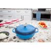Lodge 3 Quart Enameled Cast Iron Dutch Oven with Lid – Dual Handles – Oven Safe up to 500° F or on Stovetop – Use to Marinate, Cook, Bake, Refrigerate and Serve – Caribbean Blue(Caribbean Blue)