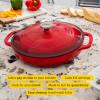 Lodge 3.6 Quart Enameled Cast Iron Oval Casserole With Lid– Dual Handles – Oven Safe up to 500° F or on Stovetop – Use to Marinate, Cook, Bake, Refrigerate and Serve – Island Spice Red(Island Spice Red)
