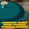 Lodge 3.6 Quart Enameled Cast Iron Oval Casserole With Lid– Dual Handles – Oven Safe up to 500° F or on Stovetop – Use to Marinate, Cook, Bake, Refrigerate and Serve – Island Spice Red(Lagoon Gradated)