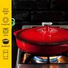Lodge 3.6 Quart Enameled Cast Iron Oval Casserole With Lid– Dual Handles – Oven Safe up to 500° F or on Stovetop – Use to Marinate, Cook, Bake, Refrigerate and Serve – Island Spice Red(Island Spice Red)