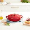Lodge 3.6 Quart Enameled Cast Iron Oval Casserole With Lid– Dual Handles – Oven Safe up to 500° F or on Stovetop – Use to Marinate, Cook, Bake, Refrigerate and Serve – Island Spice Red(Solid Red)