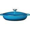 Lodge 3.6 Quart Enameled Cast Iron Oval Casserole With Lid– Dual Handles – Oven Safe up to 500° F or on Stovetop – Use to Marinate, Cook, Bake, Refrigerate and Serve – Island Spice Red(Cornflower Gradated)