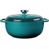 Lodge 4.5 Quart Enameled Cast Iron Dutch Oven with Lid – Dual Handles – Oven Safe up to 500° F or on Stovetop – Use to Marinate, Cook, Bake, Refrigerate and Serve – Island Spice Red(Lagoon)