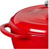 Lodge 4.5 Quart Enameled Cast Iron Dutch Oven with Lid – Dual Handles – Oven Safe up to 500° F or on Stovetop – Use to Marinate, Cook, Bake, Refrigerate and Serve – Island Spice Red(Solid Red)