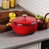 Lodge 4.5 Quart Enameled Cast Iron Dutch Oven with Lid – Dual Handles – Oven Safe up to 500° F or on Stovetop – Use to Marinate, Cook, Bake, Refrigerate and Serve – Island Spice Red(Island Spice Red)