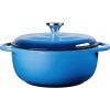 Lodge 4.5 Quart Enameled Cast Iron Dutch Oven with Lid – Dual Handles – Oven Safe up to 500° F or on Stovetop – Use to Marinate, Cook, Bake, Refrigerate and Serve – Island Spice Red(Caribbean Blue)