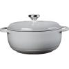 Lodge 4.5 Quart Enameled Cast Iron Dutch Oven with Lid – Dual Handles – Oven Safe up to 500° F or on Stovetop – Use to Marinate, Cook, Bake, Refrigerate and Serve – Island Spice Red(Gray)