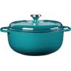 Lodge 6 Quart Enameled Cast Iron Dutch Oven with Lid – Dual Handles – Oven Safe up to 500° F or on Stovetop – Use to Marinate, Cook, Bake, Refrigerate and Serve – Desert Sage(Lagoon)