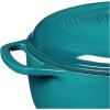 Lodge 6 Quart Enameled Cast Iron Dutch Oven with Lid – Dual Handles – Oven Safe up to 500° F or on Stovetop – Use to Marinate, Cook, Bake, Refrigerate and Serve – Desert Sage(Lagoon)