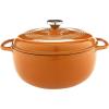 Lodge 6 Quart Enameled Cast Iron Dutch Oven with Lid – Dual Handles – Oven Safe up to 500° F or on Stovetop – Use to Marinate, Cook, Bake, Refrigerate and Serve – Desert Sage(Apricot)