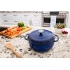 Lodge 6 Quart Enameled Cast Iron Dutch Oven with Lid – Dual Handles – Oven Safe up to 500° F or on Stovetop – Use to Marinate, Cook, Bake, Refrigerate and Serve – Desert Sage(Indigo)
