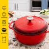 Lodge 6 Quart Enameled Cast Iron Dutch Oven with Lid – Dual Handles – Oven Safe up to 500° F or on Stovetop – Use to Marinate, Cook, Bake, Refrigerate and Serve – Desert Sage(Island Spice Red)