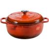 Lodge 6 Quart Enameled Cast Iron Dutch Oven with Lid – Dual Handles – Oven Safe up to 500° F or on Stovetop – Use to Marinate, Cook, Bake, Refrigerate and Serve – Desert Sage(Poppy)