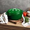 Lodge 6 Quart Enameled Cast Iron Dutch Oven with Lid – Dual Handles – Oven Safe up to 500° F or on Stovetop – Use to Marinate, Cook, Bake, Refrigerate and Serve – Desert Sage(Evergreen)