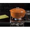 Lodge 6 Quart Enameled Cast Iron Dutch Oven with Lid – Dual Handles – Oven Safe up to 500° F or on Stovetop – Use to Marinate, Cook, Bake, Refrigerate and Serve – Desert Sage(Pumpkin)