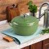 Lodge 6 Quart Enameled Cast Iron Dutch Oven with Lid – Dual Handles – Oven Safe up to 500° F or on Stovetop – Use to Marinate, Cook, Bake, Refrigerate and Serve – Desert Sage(Spruce)