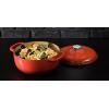 Lodge 6 Quart Enameled Cast Iron Dutch Oven with Lid – Dual Handles – Oven Safe up to 500° F or on Stovetop – Use to Marinate, Cook, Bake, Refrigerate and Serve – Desert Sage(Poppy)