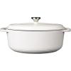 Lodge 7 Quart Enameled Cast Iron Oval Dutch Oven with Lid – Dual Handles – Oven Safe up to 500° F or on Stovetop – Use to Marinate, Cook, Bake, Refrigerate and Serve – Oyster White(Oyster White)