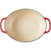 Lodge 7 Quart Enameled Cast Iron Oval Dutch Oven with Lid – Dual Handles – Oven Safe up to 500° F or on Stovetop – Use to Marinate, Cook, Bake, Refrigerate and Serve – Oyster White(Red)