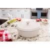 Lodge 7 Quart Enameled Cast Iron Oval Dutch Oven with Lid – Dual Handles – Oven Safe up to 500° F or on Stovetop – Use to Marinate, Cook, Bake, Refrigerate and Serve – Oyster White(Oyster White)
