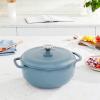 Lodge 7.5 Quart Enameled Cast Iron Oval Dutch Oven with Lid – Dual Handles – Oven Safe up to 500° F or on Stovetop – Use to Marinate, Cook, Bake, Refrigerate and Serve – Lilac(Storm Blue)