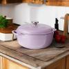 Lodge 7.5 Quart Enameled Cast Iron Oval Dutch Oven with Lid – Dual Handles – Oven Safe up to 500° F or on Stovetop – Use to Marinate, Cook, Bake, Refrigerate and Serve – Lilac(Lilac)