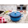 Lodge 7.5 Quart Enameled Cast Iron Oval Dutch Oven with Lid – Dual Handles – Oven Safe up to 500° F or on Stovetop – Use to Marinate, Cook, Bake, Refrigerate and Serve – Lilac(Caribbean Blue)