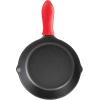 Lodge Cast Iron Skillet with Red Mini Silicone Hot Handle Holder, 8-inch(8 Inch)