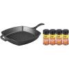 Bundle of Lodge 10.5 Inch Cast Iron Pre-Seasoned Square Grill Pan + Lodge Sear Blend 5.8 oz (4 Pach) – Southwest Kick