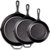 imageLodge 1025 Inch Cast Iron Skillet  PreSeasoned Frying Pan with Teardrop Handle  Oven Stovetop Grill ampamp Campfire Use  Made in USA  Durable NonToxic EvenHeating Cookware  Black3 Piece Set