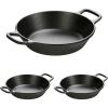 Lodge 12 Inch Pre-Seasoned Cast Iron Skillet – Dual Assist Handles – Use in the Oven, on the Stove, on the Grill, or Over a Campfire – Black(8 Inch (Pack of 3))