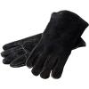 Lodge 18 Inch Leather Outdoor Cooking Gloves – Leather Cooking Gloves for Indoor and Outdoor Cooking – Black