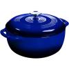 Lodge 3 Quart Enameled Cast Iron Dutch Oven with Lid – Dual Handles – Oven Safe up to 500° F or on Stovetop – Use to Marinate, Cook, Bake, Refrigerate and Serve – Caribbean Blue(Indigo)