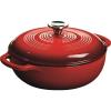 Lodge 3 Quart Enameled Cast Iron Dutch Oven with Lid – Dual Handles – Oven Safe up to 500° F or on Stovetop – Use to Marinate, Cook, Bake, Refrigerate and Serve – Caribbean Blue(Island Spice Red)
