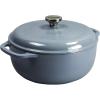 Lodge 3 Quart Enameled Cast Iron Dutch Oven with Lid – Dual Handles – Oven Safe up to 500° F or on Stovetop – Use to Marinate, Cook, Bake, Refrigerate and Serve – Caribbean Blue(Storm Blue)