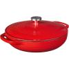 Lodge 3.6 Quart Enameled Cast Iron Oval Casserole With Lid– Dual Handles – Oven Safe up to 500° F or on Stovetop – Use to Marinate, Cook, Bake, Refrigerate and Serve – Island Spice Red(Solid Red)