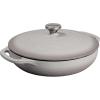 Lodge 3.6 Quart Enameled Cast Iron Oval Casserole With Lid– Dual Handles – Oven Safe up to 500° F or on Stovetop – Use to Marinate, Cook, Bake, Refrigerate and Serve – Island Spice Red(Gray Gradated)