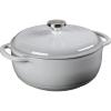 Lodge 4.5 Quart Enameled Cast Iron Dutch Oven with Lid – Dual Handles – Oven Safe up to 500° F or on Stovetop – Use to Marinate, Cook, Bake, Refrigerate and Serve – Island Spice Red(Gray)