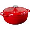 Lodge 4.5 Quart Enameled Cast Iron Dutch Oven with Lid – Dual Handles – Oven Safe up to 500° F or on Stovetop – Use to Marinate, Cook, Bake, Refrigerate and Serve – Island Spice Red(Solid Red)