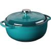Lodge 4.5 Quart Enameled Cast Iron Dutch Oven with Lid – Dual Handles – Oven Safe up to 500° F or on Stovetop – Use to Marinate, Cook, Bake, Refrigerate and Serve – Island Spice Red(Lagoon)