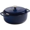 Lodge 6 Quart Enameled Cast Iron Dutch Oven with Lid – Dual Handles – Oven Safe up to 500° F or on Stovetop – Use to Marinate, Cook, Bake, Refrigerate and Serve – Desert Sage(Indigo)