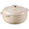 Lodge 6 Quart Enameled Cast Iron Dutch Oven with Lid – Dual Handles – Oven Safe up to 500° F or on Stovetop – Use to Marinate, Cook, Bake, Refrigerate and Serve – Desert Sage(Sandalwood)