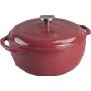 Lodge 6 Quart Enameled Cast Iron Dutch Oven with Lid – Dual Handles – Oven Safe up to 500° F or on Stovetop – Use to Marinate, Cook, Bake, Refrigerate and Serve – Desert Sage(Cranberry)