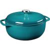 Lodge 6 Quart Enameled Cast Iron Dutch Oven with Lid – Dual Handles – Oven Safe up to 500° F or on Stovetop – Use to Marinate, Cook, Bake, Refrigerate and Serve – Desert Sage(Lagoon)